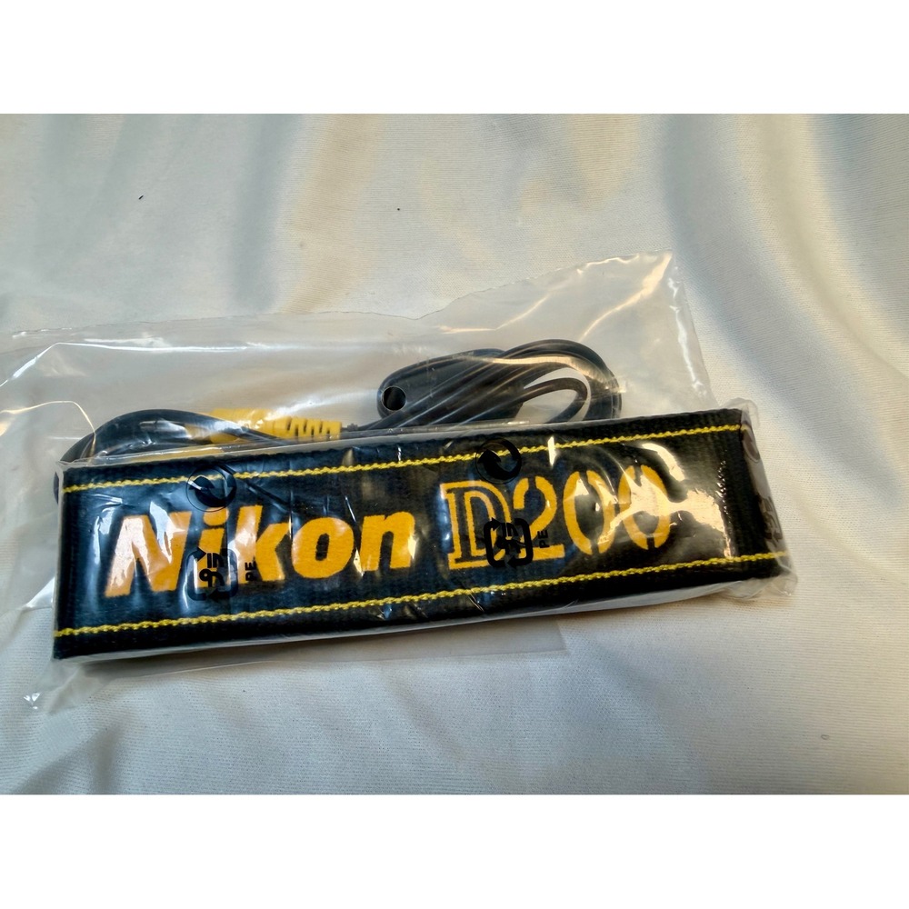 Nikon D200 Camera Strap and AV Cable Set Black Yellow Embroidered DSLR Accessory